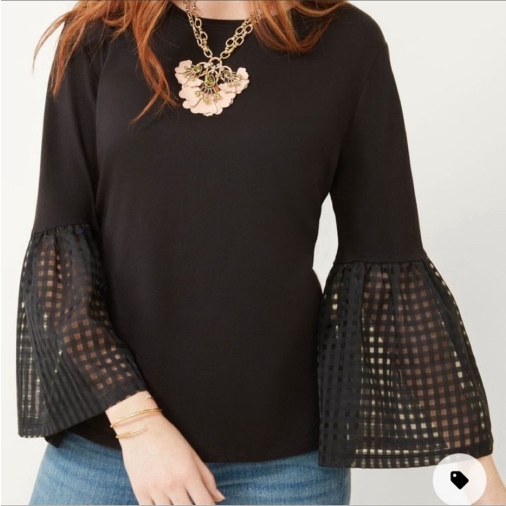 Maette By Stella & Dot Lolo Black Top Bell Sleeve Size Small